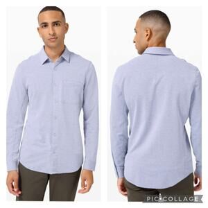 Lululemon Commission Long Sleeve Button Up Qwick Oxford Harbor Blue Mens Large